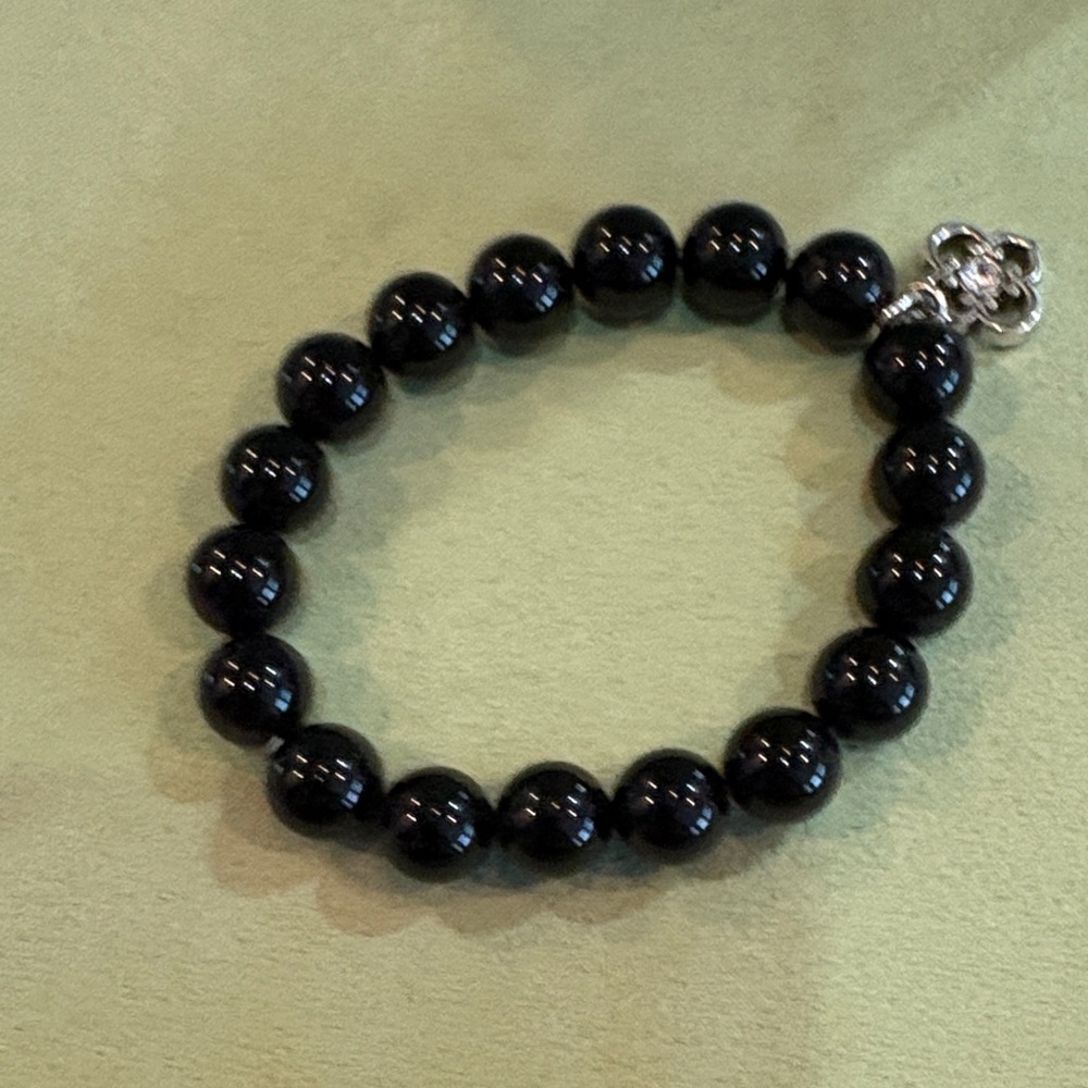 Brighton Black Beaded Bracelet with Silver Accent